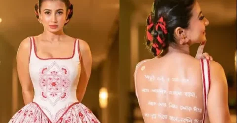 ভিন্নধর্মী পোশাকে নজর কাড়লেন মনামী