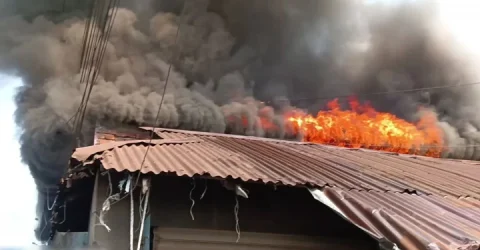 শরীয়তপুরে আগুনে পুড়ল ৯ দোকান