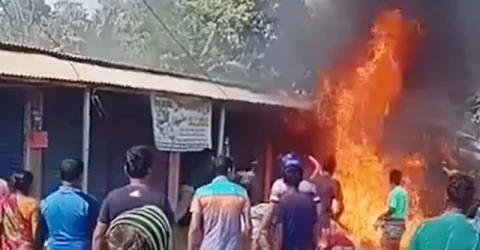 দোকানে আগুন দেখে হৃদরোগে আক্রান্ত হয়ে মালিকের মৃত্যু