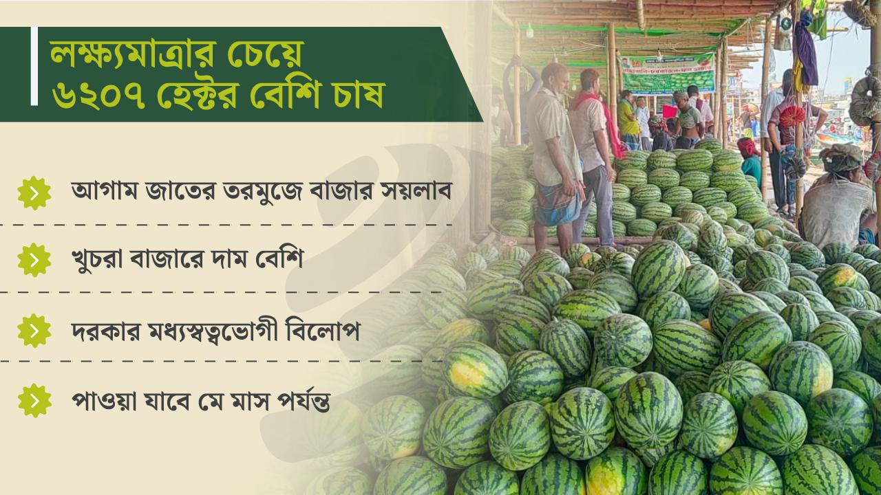 দক্ষিণাঞ্চলে এবার তরমুজের বাণিজ্য লক্ষ্যমাত্রা ৪০ হাজার কোটি টাকা