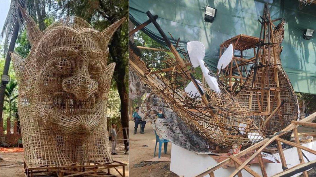 চারুকলায় শোভাযাত্রার জন্য তৈরি ফ্যাসিবাদের প্রতিকৃতি পুড়ে গেছে