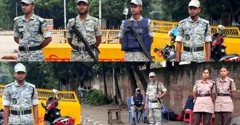 ধানমন্ডিতে কঠোর অবস্থানে আইনশৃঙ্খলা বাহিনী