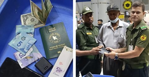শাহজালালে আনসার সদস্যদের সততায় হারানো ব্যাগ ফিরে পেলেন যাত্রী