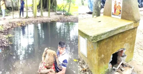 নন্দীগ্রামে কালীমন্দিরে ভাঙচুর ও মালামাল চুরি, ডোবায় মিলল মূর্তি