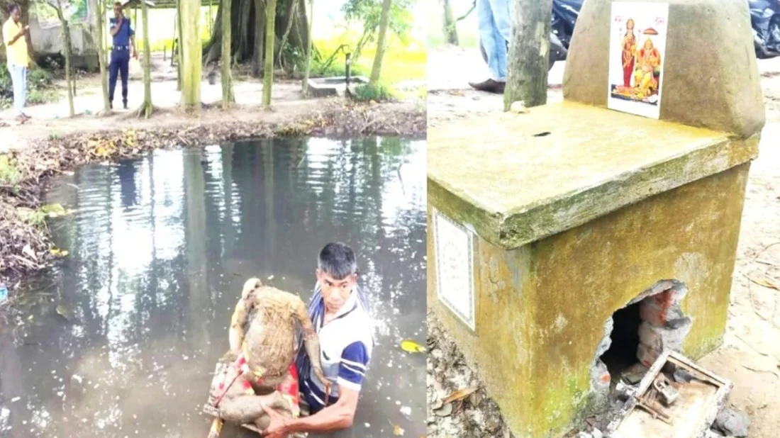 নন্দীগ্রামে কালীমন্দিরে ভাঙচুর ও মালামাল চুরি, ডোবায় মিলল মূর্তি