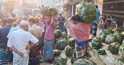 পাকুন্দিয়ার পানের হাটে দুই ঘণ্টায় ৭০ লাখ টাকার বেচাকেনা